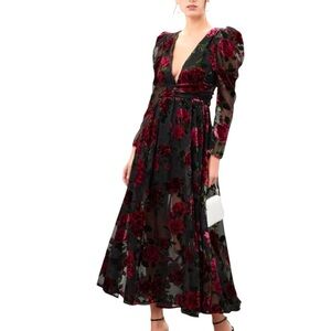 Rachel Parcell Black and Red Floral Maxi Dress